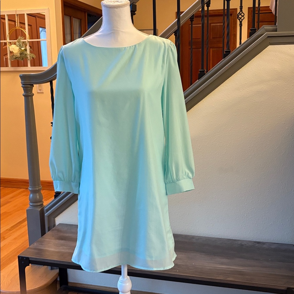 Lulus Mint Green Women's Long Sleeve Shift Dress Size Small
